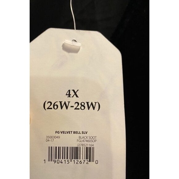 Velvet Bell Sleeve Black Blouse Size 4X - Picture 5 of 6